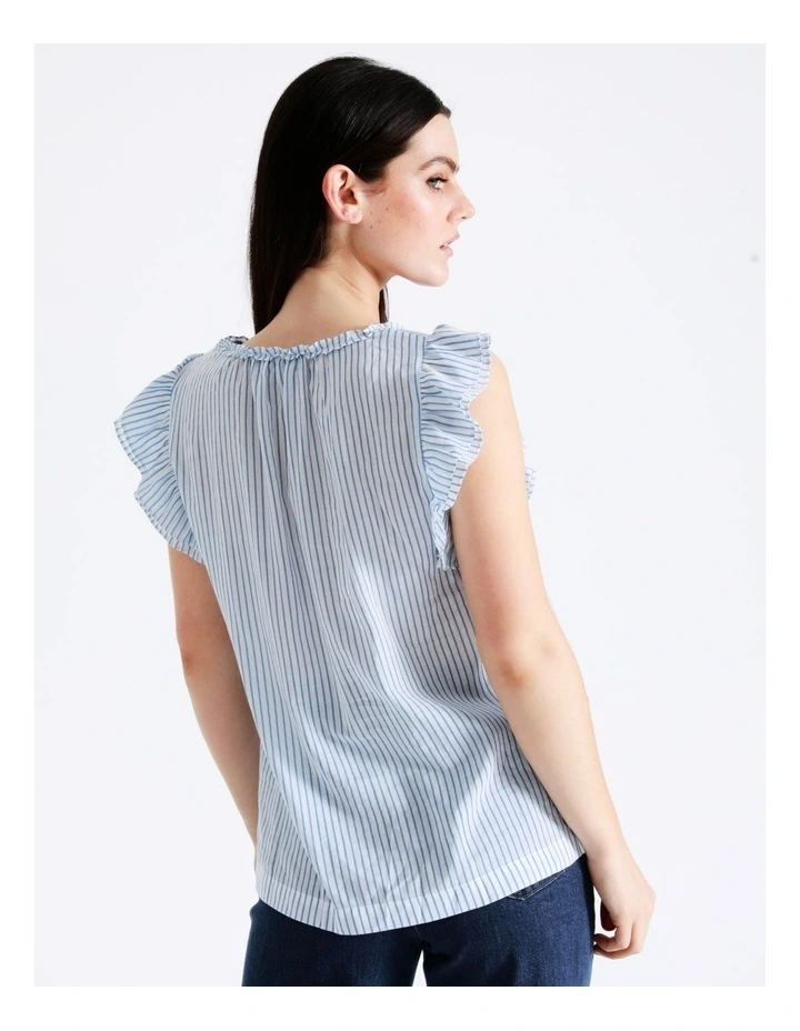 Basque Organic Cotton Blend Ruffle Shoulder Top In Assorted 9 Basque Organic Cotton Blend Ruffle Shoulder Top In Assorted - Image 7