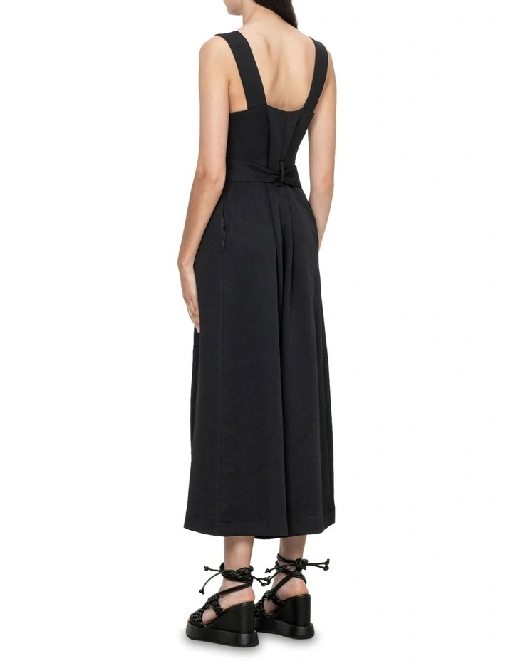 Dobby Belted Buckle Jumpsuit In Black 4 Dobby Belted Buckle Jumpsuit In Black - Image 2