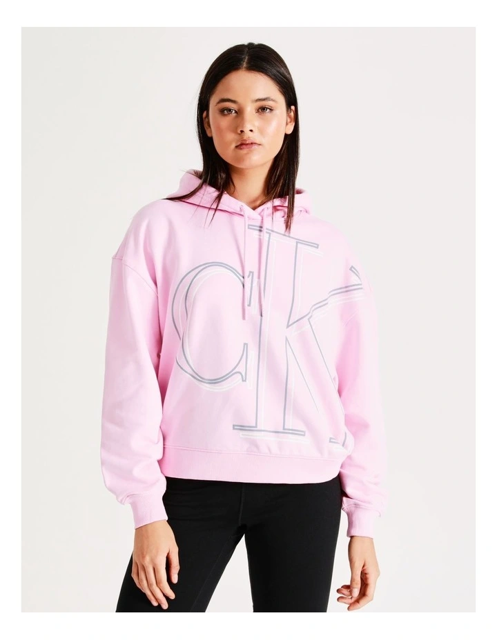 Calvin Klein Jeans Illuminated CK Hoodie In Pink 3 Calvin Klein Jeans Illuminated CK Hoodie In Pink