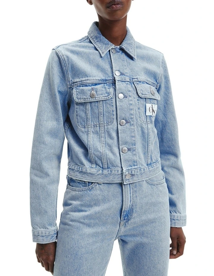 Calvin Klein Jeans Cropped 90s Denim Jacket In Light Blue 3 Calvin Klein Jeans Cropped 90s Denim Jacket In Light Blue