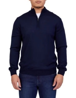 Merino 1/2 Zip Knit In Navy