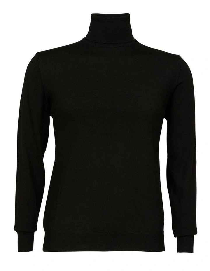 Merino Roll Neck In Black 6 Merino Roll Neck In Black - Image 4
