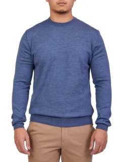 Merino Crew Neck In Mid Blue