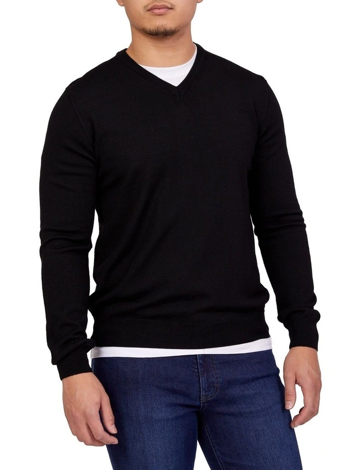Merino V-Neck In Black 3 Merino V-Neck In Black