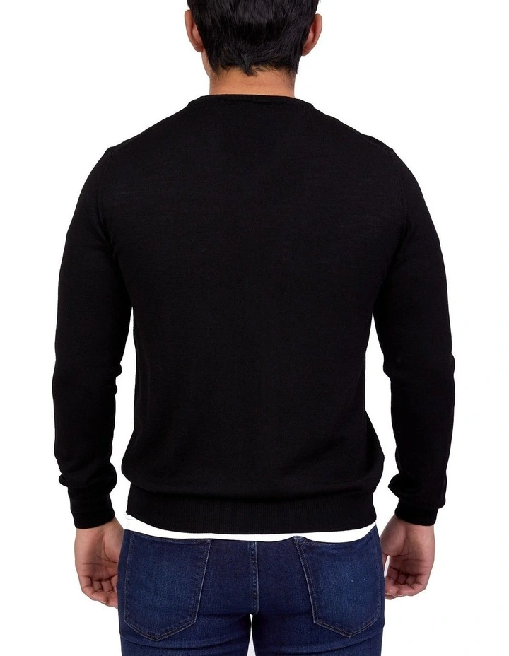 Merino V-Neck In Black 4 Merino V-Neck In Black - Image 2