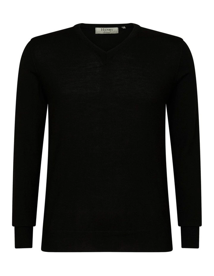 Merino V-Neck In Black 6 Merino V-Neck In Black - Image 4