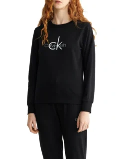 Calvin Klein Logo Lounge Refresh Long Sleeve Sweatshirt In Black -Myer Fashion Store 929463490 929600470 4 720x928