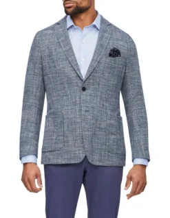 Van Heusen Slub Check Blazer In Blue