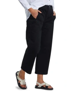 3/4 Canvas Pant In Black -Myer Fashion Store 930055510 3 720x928