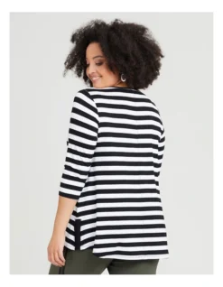 Natural Shining Star Stripe Top In Black/White -Myer Fashion Store 930173680 2 720x928