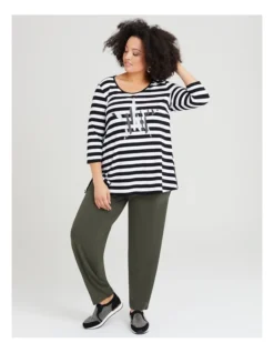 Natural Shining Star Stripe Top In Black/White -Myer Fashion Store 930173680 4 720x928