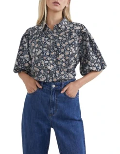 French Connection Foulard Puff Sleeve Shirt