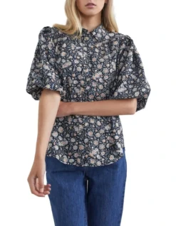 French Connection Foulard Puff Sleeve Shirt -Myer Fashion Store 930353770 5 720x928