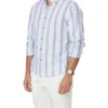 Tailored Linen Blend Stripe Long Sleeve Shirt In Pale Blue -Myer Fashion Store 930762010 1 720x928
