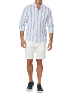 Tailored Linen Blend Stripe Long Sleeve Shirt In Pale Blue -Myer Fashion Store 930762010 4 1 720x928