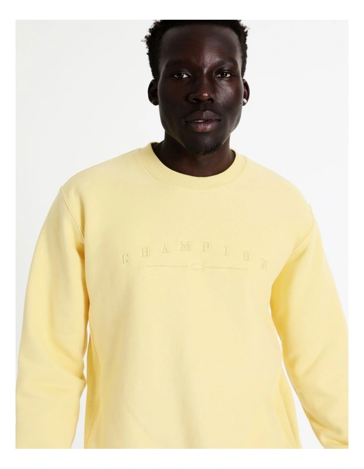 Champion Reverse Weave 2K Logo Crew Fleece In Yellow 7 Champion Reverse Weave 2K Logo Crew Fleece In Yellow - Image 5