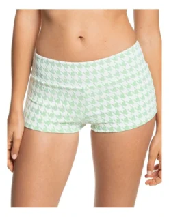 Roxy Check It Shorty Bikini Bottoms In Green