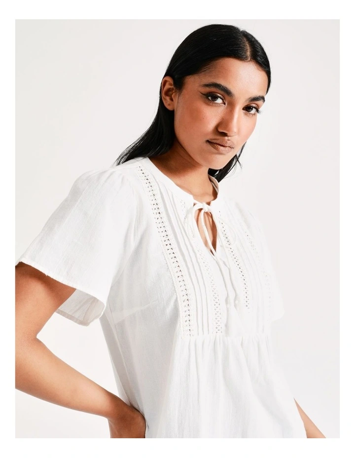 Vero Moda Musthave V-Neck Cotton Lace Top In Snow White 4 Vero Moda Musthave V-Neck Cotton Lace Top In Snow White - Image 2