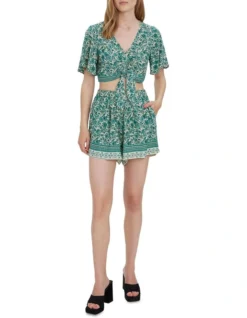 Vero Moda Sana Short Sleeve Knot Top In Green Multi 8 Vero Moda Sana Short Sleeve Knot Top In Green Multi -Myer Fashion Store 933221980 3 720x928