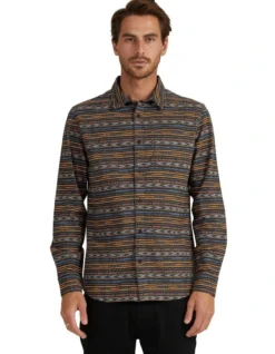 Quiksilver Tribal Lines Long Sleeve Shirt In Tarmac