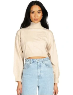 Rusty Sunday High Neck Knit In Natural