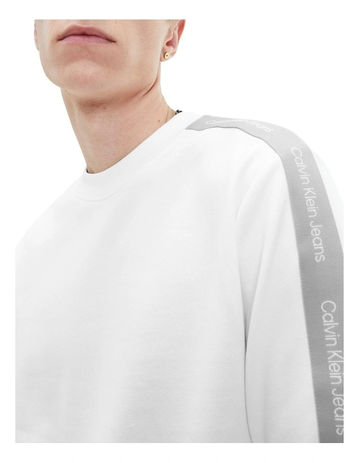 Calvin Klein Jeans Contrast Tape Crew Neck In Bright White 4 Calvin Klein Jeans Contrast Tape Crew Neck In Bright White - Image 2