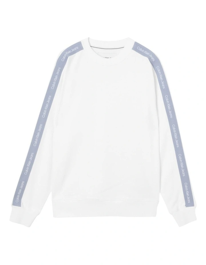 Calvin Klein Jeans Contrast Tape Crew Neck In Bright White 7 Calvin Klein Jeans Contrast Tape Crew Neck In Bright White - Image 5