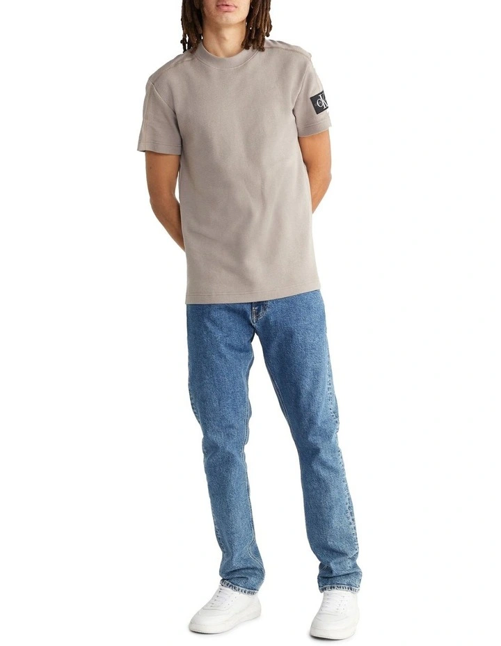 Calvin Klein Jeans Badge Waffle Blocking Tee In Perfect Taupe 4 Calvin Klein Jeans Badge Waffle Blocking Tee In Perfect Taupe - Image 2