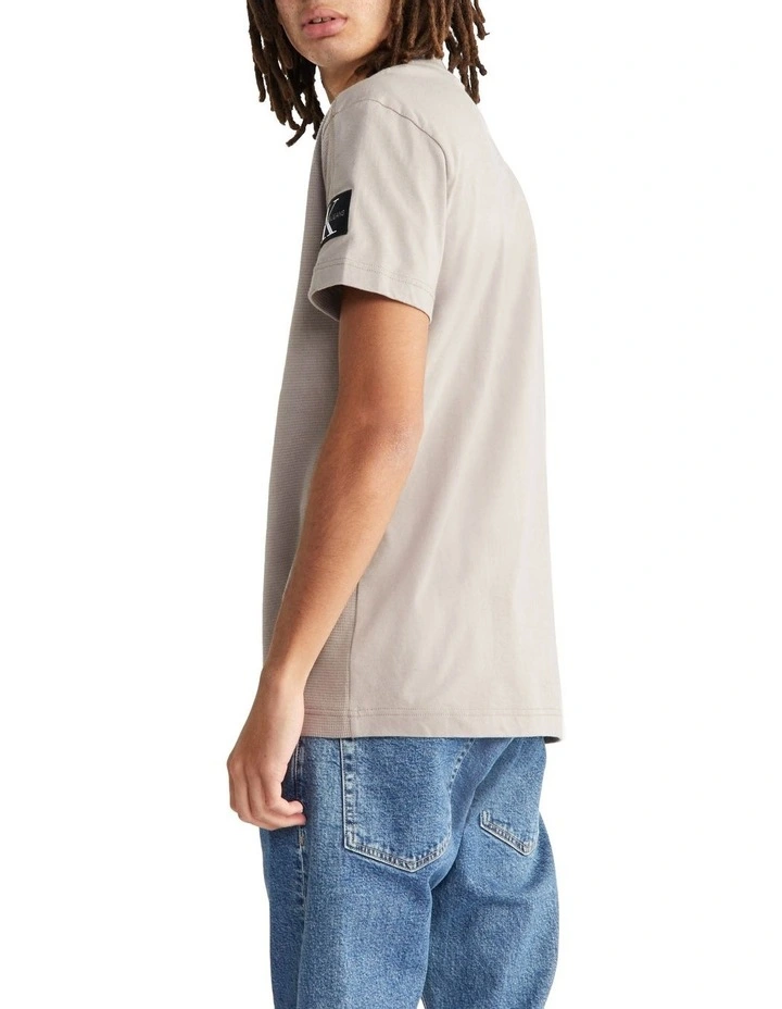 Calvin Klein Jeans Badge Waffle Blocking Tee In Perfect Taupe 6 Calvin Klein Jeans Badge Waffle Blocking Tee In Perfect Taupe - Image 4