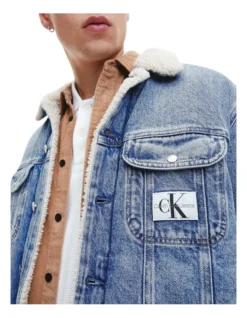 Calvin Klein Jeans Regular 90S Sherpa Denim Jacket In Blue -Myer Fashion Store 934270930 3 720x928
