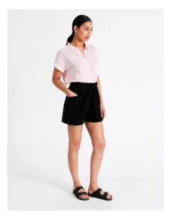 Recycled Blend Belted Denim Short In Black -Myer Fashion Store 934614010 4 720x928