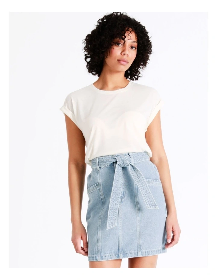 Recycled Blend Belted Denim Skirt In Coastal Blue 5 Recycled Blend Belted Denim Skirt In Coastal Blue - Image 3