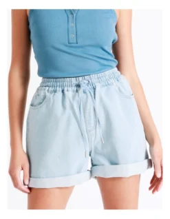 Recycled Blend Knitted Denim Short In Stone Rinse -Myer Fashion Store 934614640 3 720x928