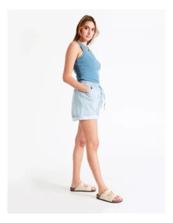 Recycled Blend Knitted Denim Short In Stone Rinse -Myer Fashion Store 934614640 4 720x928