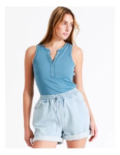 Recycled Blend Knitted Denim Short In Stone Rinse -Myer Fashion Store 934614640 5 720x928