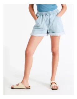 Recycled Blend Knitted Denim Short In Stone Rinse -Myer Fashion Store 934614640 7 720x928