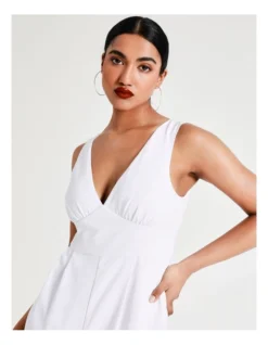 Wide Leg V-Neck Recycled Blend Jumpsuit In White 10 Wide Leg V-Neck Recycled Blend Jumpsuit In White -Myer Fashion Store 934715620 2 720x928