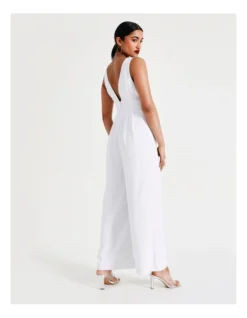 Wide Leg V-Neck Recycled Blend Jumpsuit In White 14 Wide Leg V-Neck Recycled Blend Jumpsuit In White -Myer Fashion Store 934715620 6 720x928