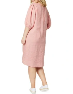 Button Placket Linen Dress In Mango Pink -Myer Fashion Store 937083340 4 720x928