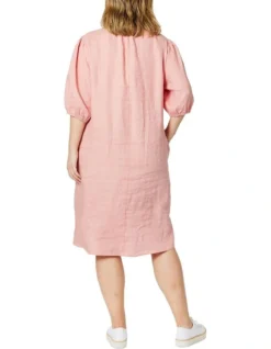 Button Placket Linen Dress In Mango Pink -Myer Fashion Store 937083340 5 720x928