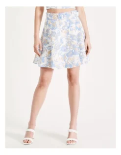 Co-Ord European Linen Blend Belted Mini Skirt In Multi -Myer Fashion Store 938620990 4 720x928