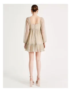 Metallic Plisse Babydoll Dress In Gold -Myer Fashion Store 938621440 7 720x928