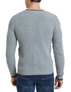 Oxford Tommy Waffle Crew Neck Knit In Grey -Myer Fashion Store 938932300 3 720x928