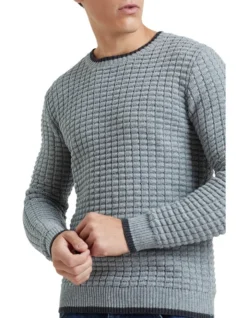 Oxford Tommy Waffle Crew Neck Knit In Grey -Myer Fashion Store 938932300 4 720x928