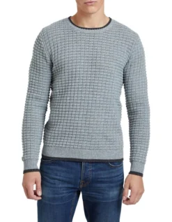 Oxford Tommy Waffle Crew Neck Knit In Grey -Myer Fashion Store 938932300 5 720x928