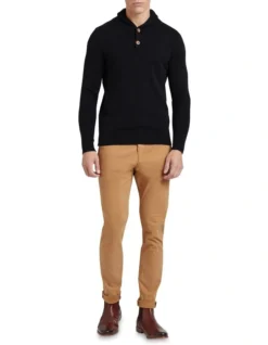 Oxford Jimmy Wool Rich Shawl Neck Knit In Black