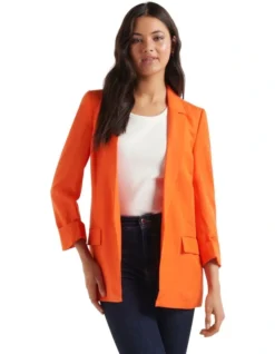Forever New Lorelai Linen Co-ord Blazer In Orange