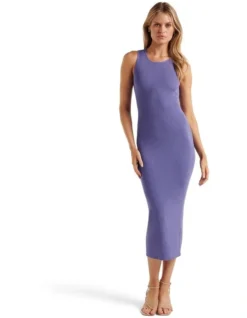 Forever New Sienna Tie Back Knit Dress In Purple