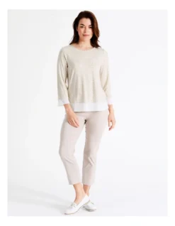 Regatta Sustainable Viscose Blend 3/4 Sleeve Tee In Neutral/Ivory Animal Geo Print -Myer Fashion Store 940147120 3 720x928