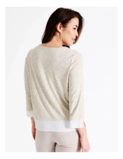 Regatta Sustainable Viscose Blend 3/4 Sleeve Tee In Neutral/Ivory Animal Geo Print -Myer Fashion Store 940147120 7 720x928